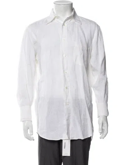 Pre-owned Vilebrequin Linen Long Sleeve Dress Shirt In White
