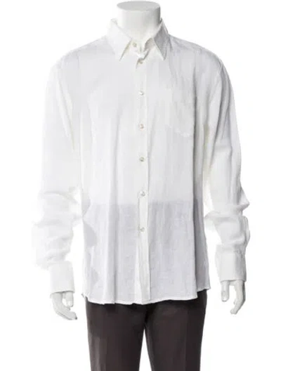 Pre-owned Vilebrequin Linen Long Sleeve Dress Shirt In White