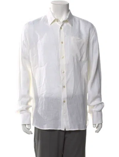Pre-owned Vilebrequin Linen Long Sleeve Dress Shirt In White