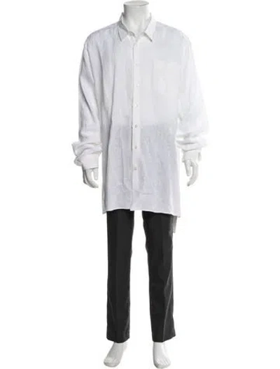 Pre-owned Vilebrequin Linen Long Sleeve Dress Shirt In White