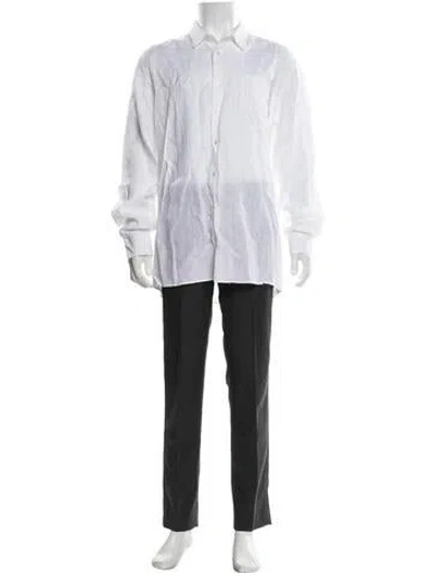 Pre-owned Vilebrequin Linen Long Sleeve Dress Shirt In White
