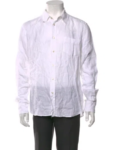 Pre-owned Vilebrequin Linen Long Sleeve Dress Shirt In White