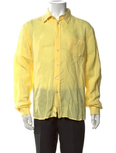 Pre-owned Vilebrequin Linen Long Sleeve Dress Shirt In Yellow