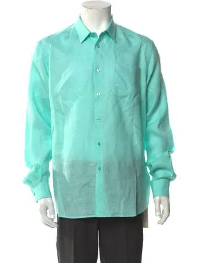 Pre-owned Vilebrequin Linen Long Sleeve Shirt In Blue