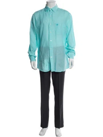 Pre-owned Vilebrequin Linen Long Sleeve Shirt In Blue