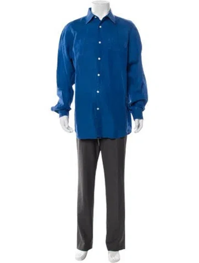 Pre-owned Vilebrequin Linen Long Sleeve Shirt In Blue
