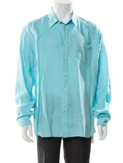 Pre-owned Vilebrequin Linen Long Sleeve Shirt In Blue