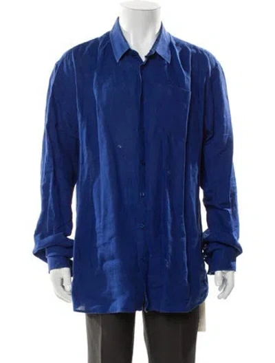 Pre-owned Vilebrequin Linen Long Sleeve Shirt In Blue