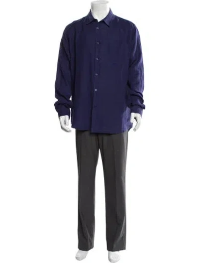 Pre-owned Vilebrequin Linen Long Sleeve Shirt In Blue