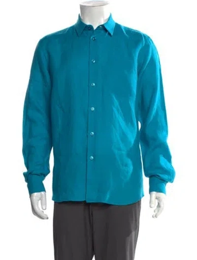 Pre-owned Vilebrequin Linen Long Sleeve Shirt In Blue