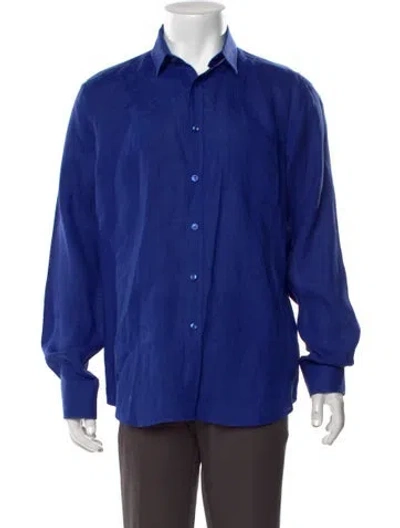 Pre-owned Vilebrequin Linen Long Sleeve Shirt In Blue