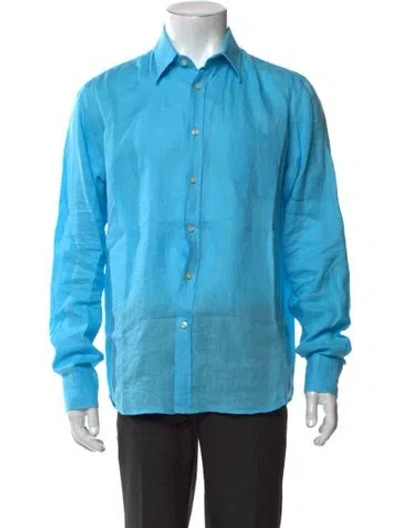 Pre-owned Vilebrequin Linen Long Sleeve Shirt In Blue