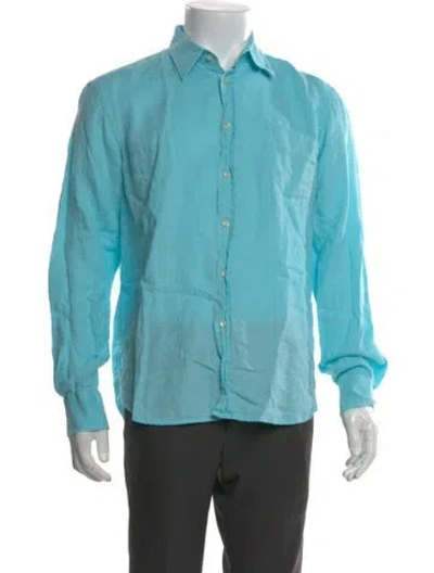 Pre-owned Vilebrequin Linen Long Sleeve Shirt In Blue