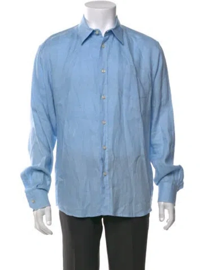 Pre-owned Vilebrequin Linen Long Sleeve Shirt In Blue