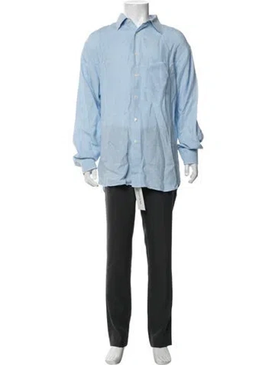 Pre-owned Vilebrequin Linen Long Sleeve Shirt In Blue
