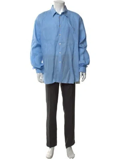 Pre-owned Vilebrequin Linen Long Sleeve Shirt In Blue