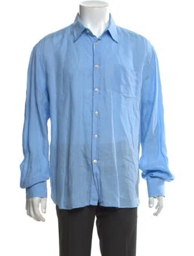 Pre-owned Vilebrequin Linen Long Sleeve Shirt In Blue