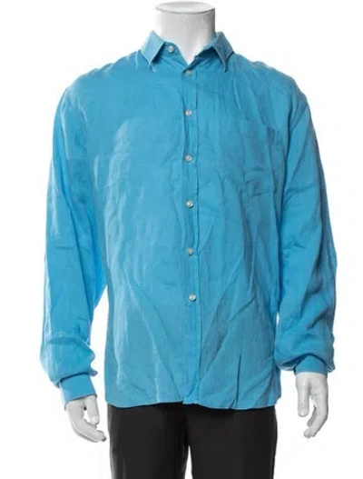 Pre-owned Vilebrequin Linen Long Sleeve Shirt In Blue