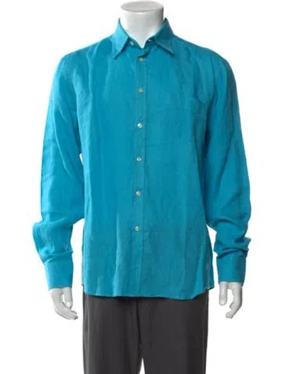 Pre-owned Vilebrequin Linen Long Sleeve Shirt In Blue