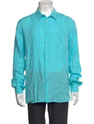 Pre-owned Vilebrequin Linen Long Sleeve Shirt In Blue
