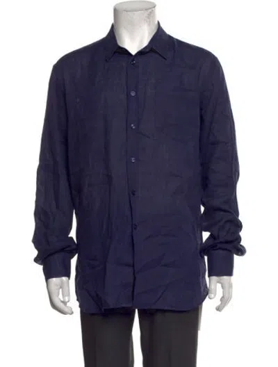 Pre-owned Vilebrequin Linen Long Sleeve Shirt In Blue