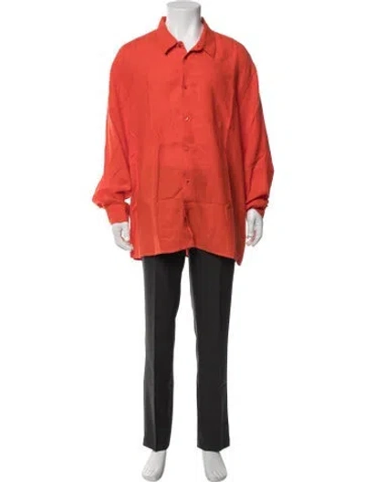 Pre-owned Vilebrequin Linen Long Sleeve Shirt In Orange