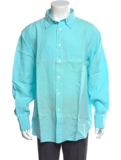 Pre-owned Vilebrequin Linen Long Sleeve Shirt W/ Tags In Blue