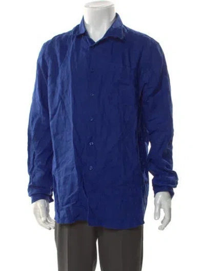Pre-owned Vilebrequin Linen Long Sleeve Shirt W/ Tags In Blue