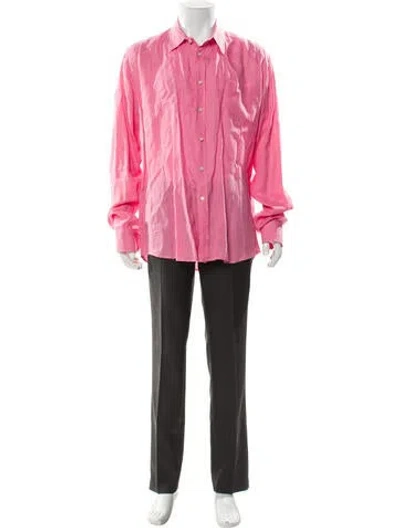 Pre-owned Vilebrequin Linen Long Sleeve Tuxedo Shirt In Pink
