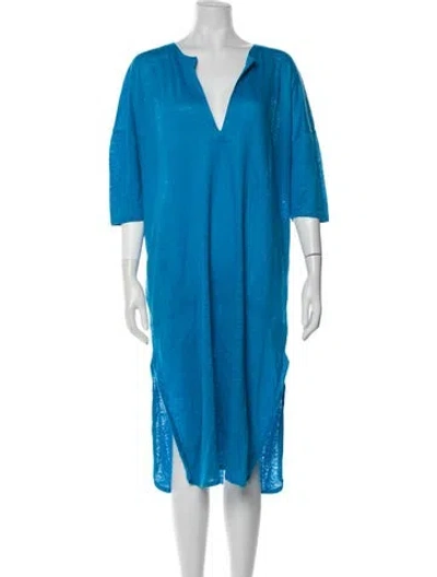 Pre-owned Vilebrequin Linen Midi Length Dress In Blue