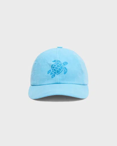 Vilebrequin Linen Mineral Dye Cap Turtle In Blue