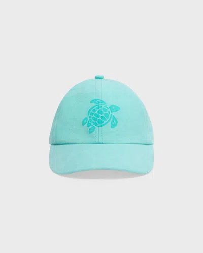 Vilebrequin Linen Mineral Dye Cap Turtle In Green