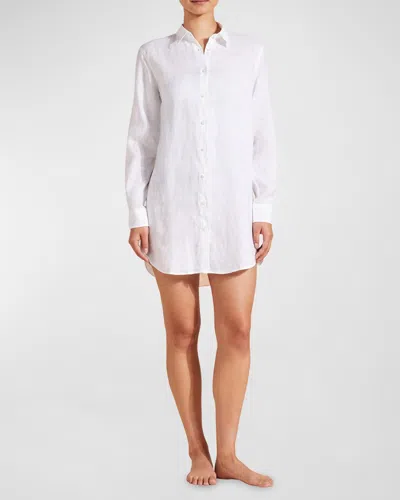 Vilebrequin Linen Mini Shirtdress In Blanc