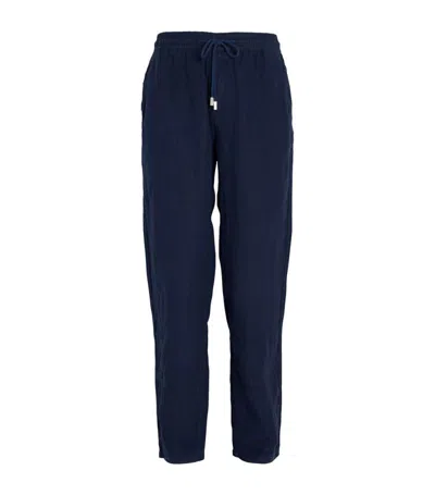 Vilebrequin Linen Pacha Drawstring Trousers In Navy