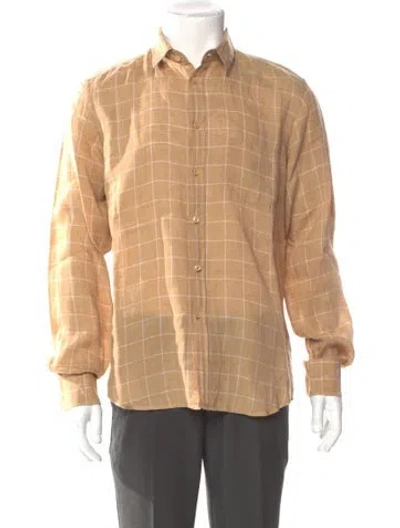 Pre-owned Vilebrequin Linen Plaid Print Shirt In Neutral
