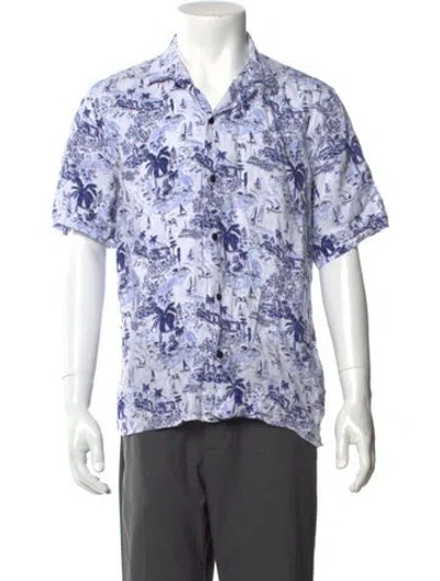 Pre-owned Vilebrequin Linen Printed Shirt In Blue/white