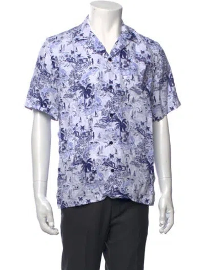 Pre-owned Vilebrequin Linen Printed Shirt In Blue/white