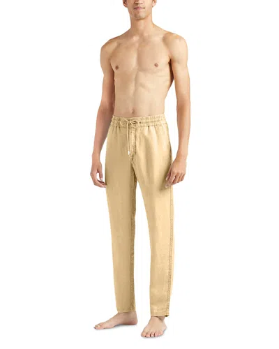 Vilebrequin Linen Regular Fit Pants In Brown