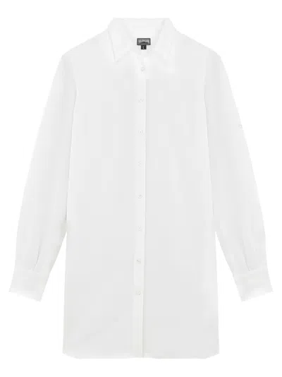 Vilebrequin Linen Shirt Dress With Fluid Silhouette In White