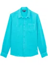Vilebrequin - Caroubis Linen Long Sleeved Shirt In Santorini Blue Crsh9u10 In Green