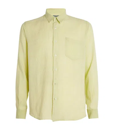 Vilebrequin Linen Solid Classic Fit Shirt In Yellow