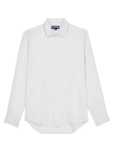 Vilebrequin Linen Shirt With Essential Silhouette In White
