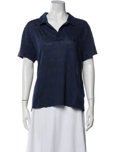 Pre-owned Vilebrequin Linen Short Sleeve Polo In Blue