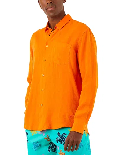 VILEBREQUIN LINEN SOLID CLASSIC FIT SHIRT
