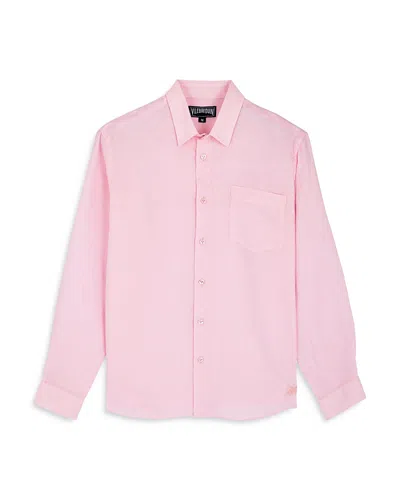 Vilebrequin Caroubis Solid Shirt In Linen In Pink