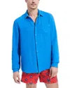 Vilebrequin Men's Caroubis Solid Linen Sport Shirt In Grey Earth