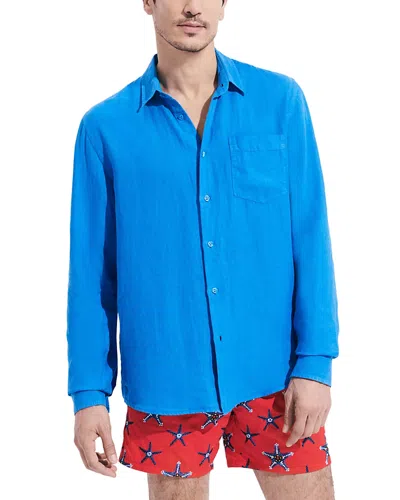 VILEBREQUIN LINEN SOLID CLASSIC FIT SHIRT