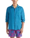 Vilebrequin Linen Solid Classic Fit Shirt In Peacock Blue