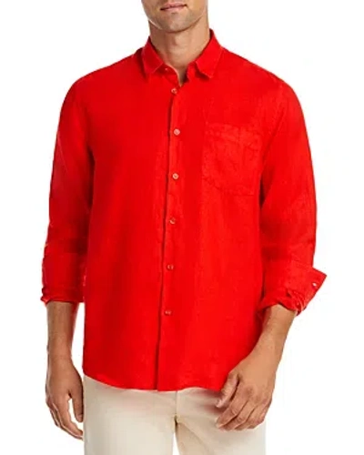Vilebrequin Linen Solid Classic Fit Shirt In Poppy