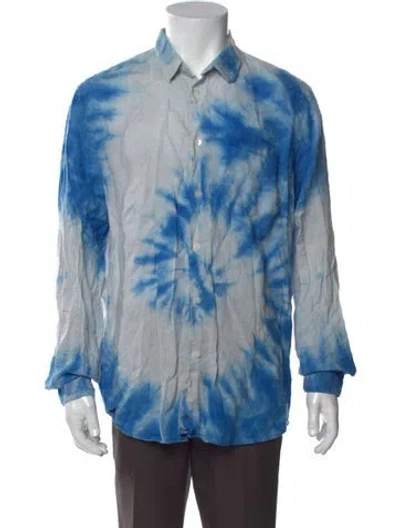 Pre-owned Vilebrequin Linen Tie-dye Print Shirt In Blue